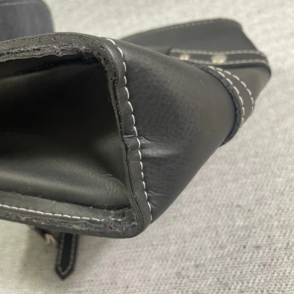Universal Motorcycle Saddlebag Tool Bag Black Faux Leather Hard Shell Reinforced
